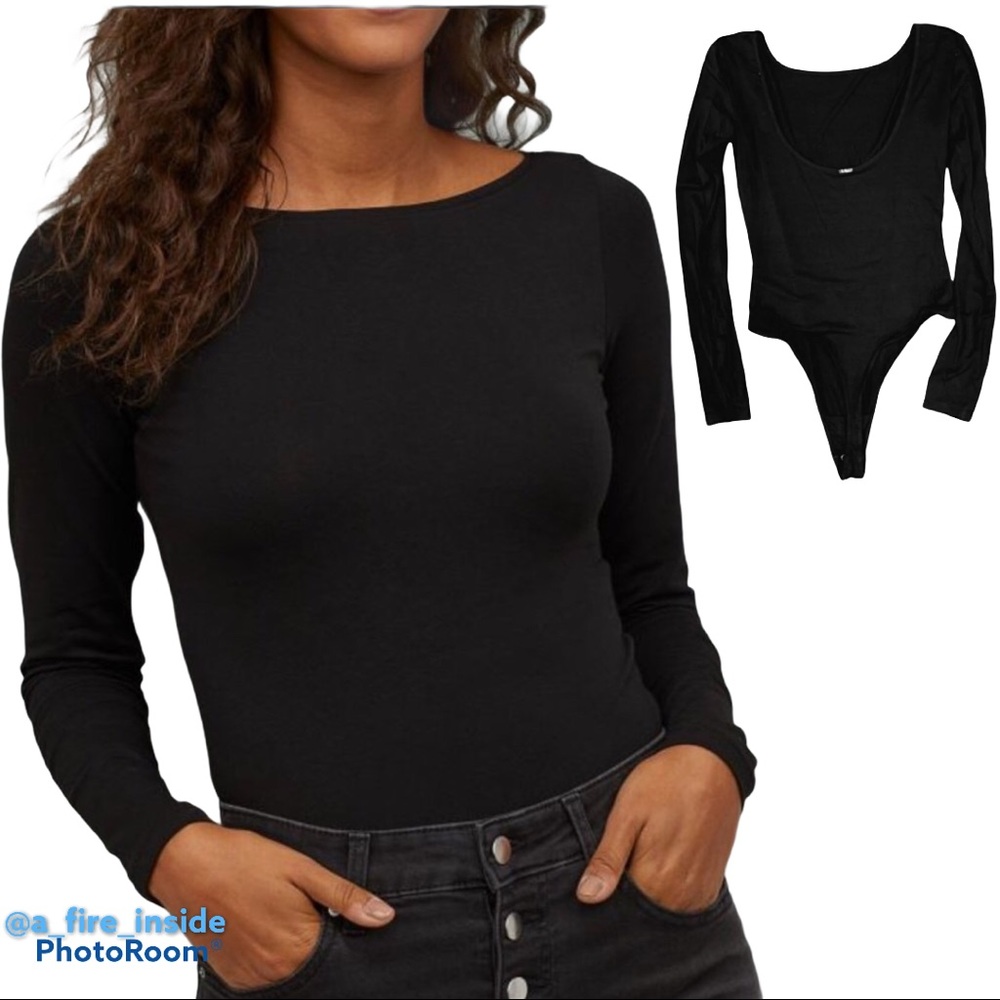 Sam Edelman Black Long Sleeve Boat Neck Body Suit - Picture 6 of 6